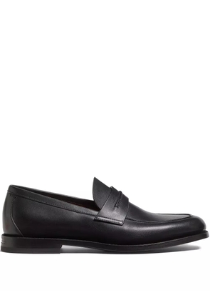 Zegna leather penny-slot loafers - Black