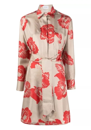 Ferragamo floral print belted shirt dress - Neutrals