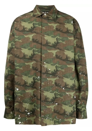Palm Angels camouflage logo print shirt - Green