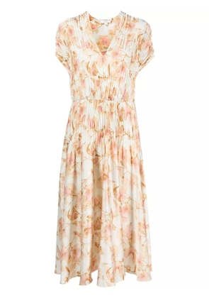 Vince floral-print plissé dress - Neutrals
