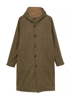 Kired single-breasted hooded coat - Brown