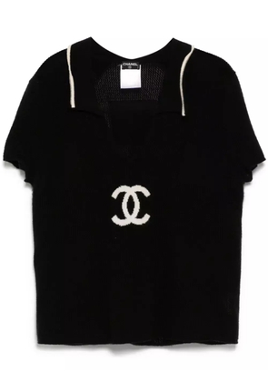 CHANEL Pre-Owned 2001 short sleeve sweater knit Top - Black