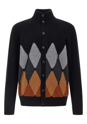 Ballantyne argyle high-neck cardigan - Black