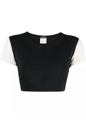 CHANEL Pre-Owned 1996 CC two-tone cropped T-shirt - Black