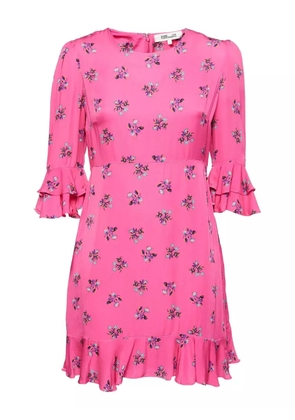 Diane Von Furstenberg Vintage floral ruffle mini dress - Pink