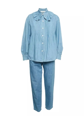 Chloé Pre-Owned 2022 ruffled pleated denim set - Blue