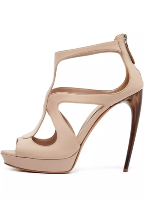 Alexander McQueen Pre-Owned 120mm cut-out sandals - Neutrals