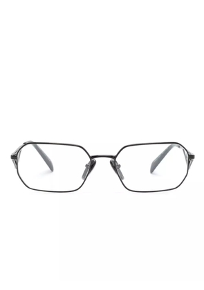 Prada Eyewear logo-plaque geometric-frame glasses - Black