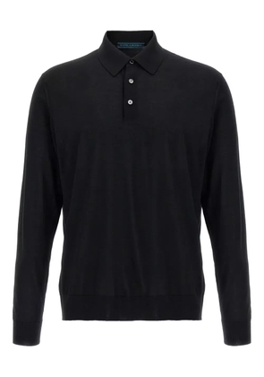 Kiton long-sleeved wool polo shirt - Black