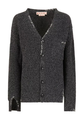 Marni V-neck logo-embroidered cardigan - Grey