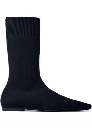 TOTEME square-toe ribbed-knit boots - Black