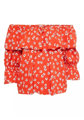 GANNI floral-print ruffle top - Orange