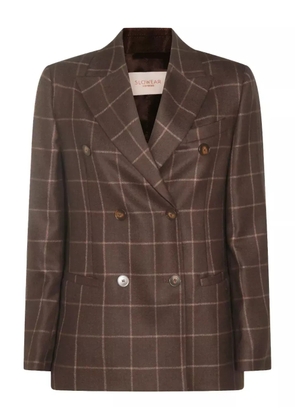 Montedoro checked double-breasted blazer - Brown