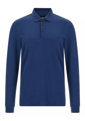 BOSS embroidery long-sleeve polo shirt - Blue