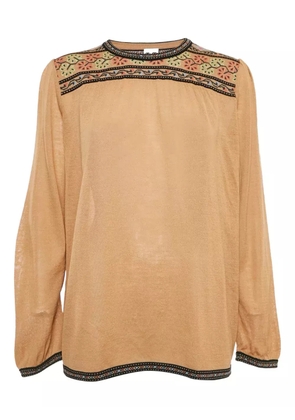 Missoni Pre-Owned floral-embroidered knitted top - Brown