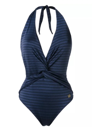 Brigitte plunge neck Aline swimsuit - Blue