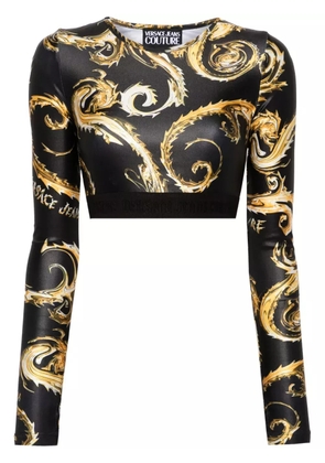 Versace Jeans Couture Chromo Couture-print cropped top - Black