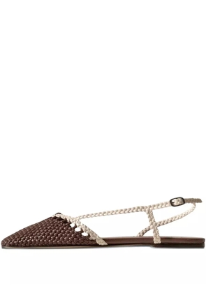 Hereu Rondaia wov-leather slingback flat pumps - Brown