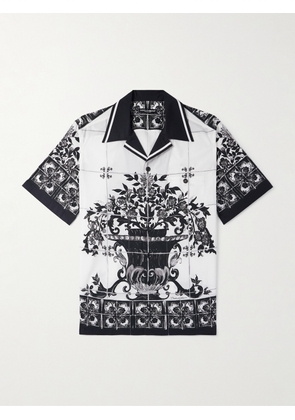 Dolce&Gabbana - Mallorca Camp-Collar Printed Cotton-Poplin Shirt - Men - White - EU 37