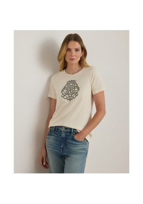 Beaded-Crest Cotton Jersey T-Shirt