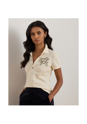 Beaded-Logo Cotton Piqué Polo Shirt