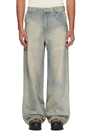 Reese Cooper Blue Concealed Button Straight Leg Jeans