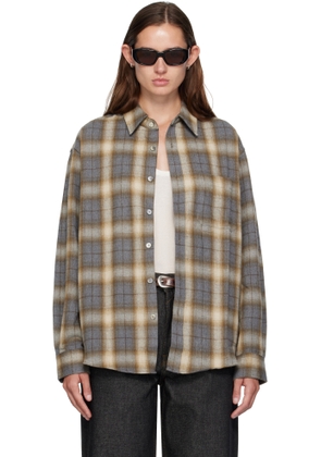 COOR Brown Ombre Flannel One Pocket Checkered Shirt