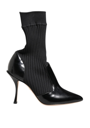 Dolce & Gabbana Black Stretch Stilettos Booties Socks Shoes - EU37/US6.5
