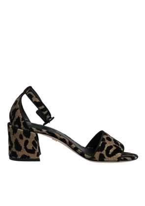 Dolce & Gabbana Gold Leopard Ankle Strap Heels Sandals Shoes - EU36.5/US6