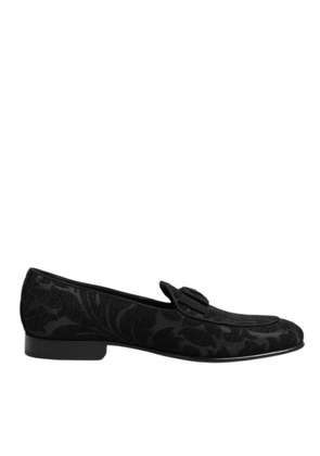 Dolce & Gabbana Black Brocade Crown Loafers Dress Shoes - EU40/US7