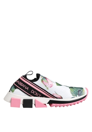 Dolce & Gabbana White Rose Print Sorrento Sneakers Shoes - EU35.5/US5