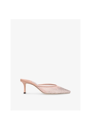 Womens Jimmy Choo Vivi 65 Crystal-Embellished Mesh Heeled Mules