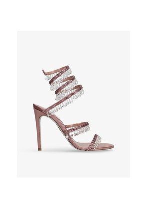 Womens Rene Caovilla Chandelier 105 Crystal-Embellished Satin Heeled Sandals