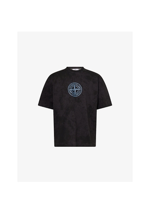 Mens Stone Island Megacity Sky Brand-Print Cotton-Jersey T-Shirt