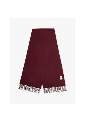 Womens Vivienne Westwood Brand-Embroidered Fringed Wool Scarf