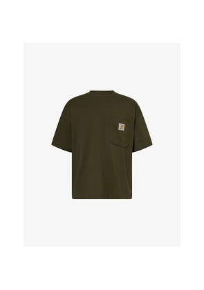 Mens Carhartt WIP Work Pocket Logo-Embroidered Cotton-Jersey T-Shirt