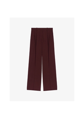 Womens Maje Tailored Wide-Leg High-Rise Stretch Wool-Blend Trousers