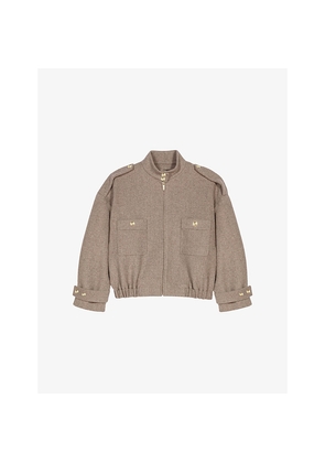 Womens Maje High-Collar Relaxed-Fit Wool-Blend Coat