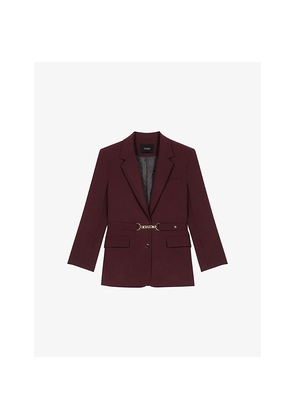 Womens Maje Belted Single-Breasted Stretch Wool-Blend Blazer