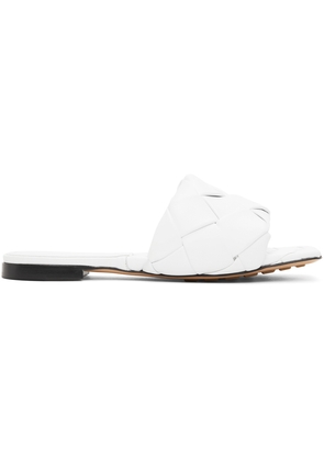 Bottega Veneta White Intrecciato Lido Flat Sandals
