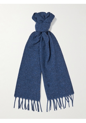 Polo Ralph Lauren - Logo-Embroidered Fringed Wool-Blend Scarf - Men - Blue