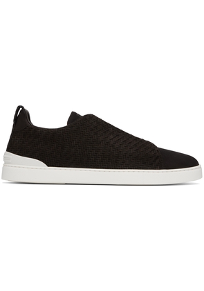 ZEGNA Brown Triple Stitch Sneakers