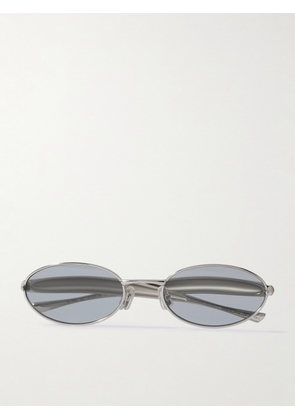 Bottega Veneta - Sardine Oval-Frame Silver-Tone Sunglasses - Men - Silver