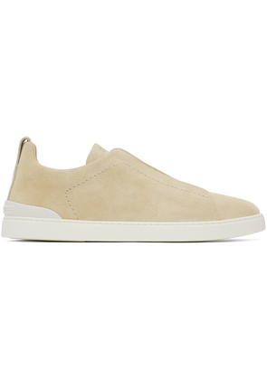 ZEGNA Beige Suede Triple Stitch Sneakers
