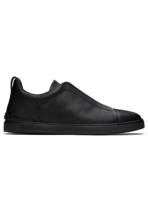 ZEGNA Black Deerskin Triple Stitch Sneakers