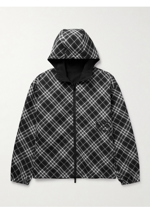 Burberry - Reversible Logo-Embroidered Checked Twill and Shell Hooded Jacket - Men - Black - S