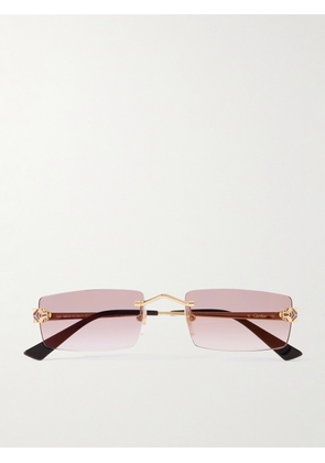 Cartier Eyewear - Panthère De Cartier Rimless Rectangular-Frame Gold-Tone Sunglasses - Men - Gold