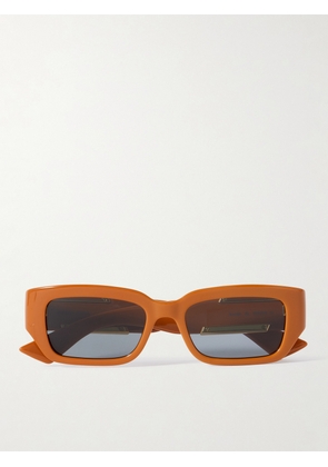 Bottega Veneta - Rectangular-Frame Acetate and Gold-Tone Sunglasses - Men - Orange