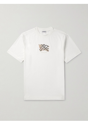 Burberry - Slim-Fit Logo-Embroidered Appliquéd Cotton-Jersey T-Shirt - Men - White - XS