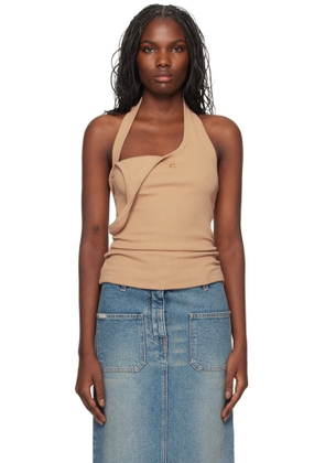 Courrèges Beige Asymmetric Rib 90's Tank Top